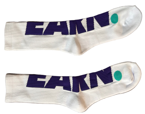 Purple Over White Earn Socks