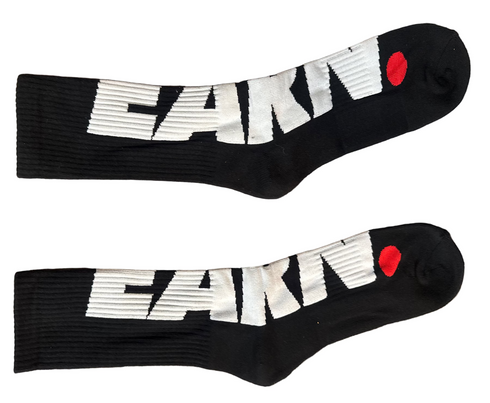 White Over Black Earn Socks