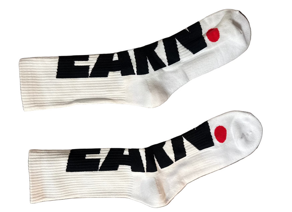 Black Over White Earn Socks