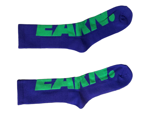 Green Over Purple Earn Socks