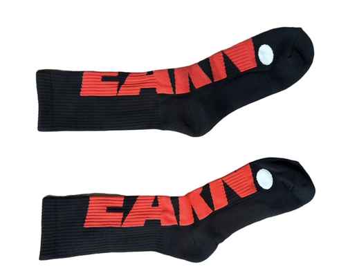Red Over Black Earn Socks