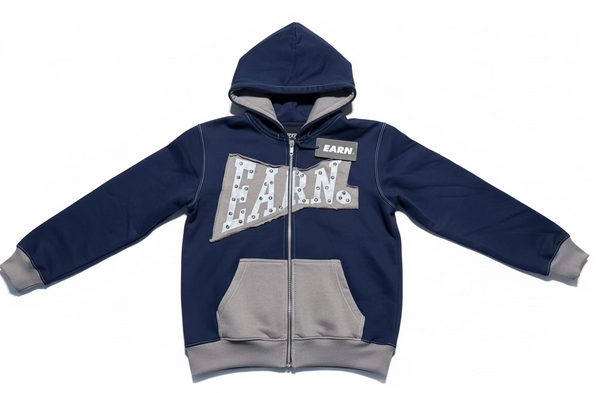 Earn Navy Blue And Grey Hoodie
