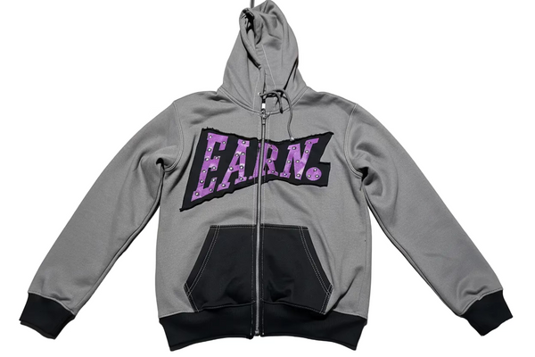 Earn Purple Grey And Black Hoodie