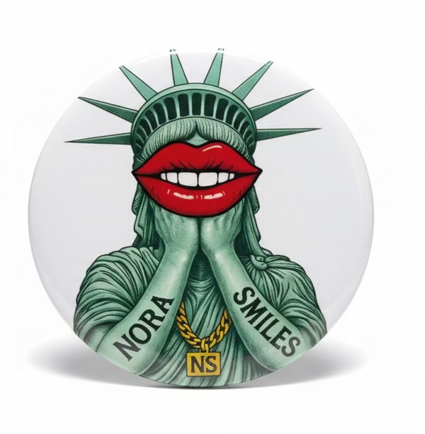 Nora Smiles Pin / Button 2inch